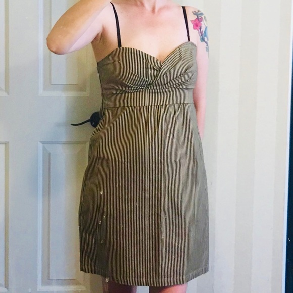 NWT Volcom tan and black pinstriped dress - Picture 5 of 7